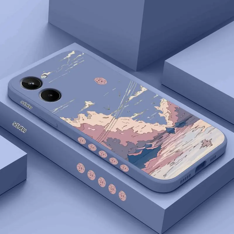 Anime Scenery Silicone Phone Case Cover