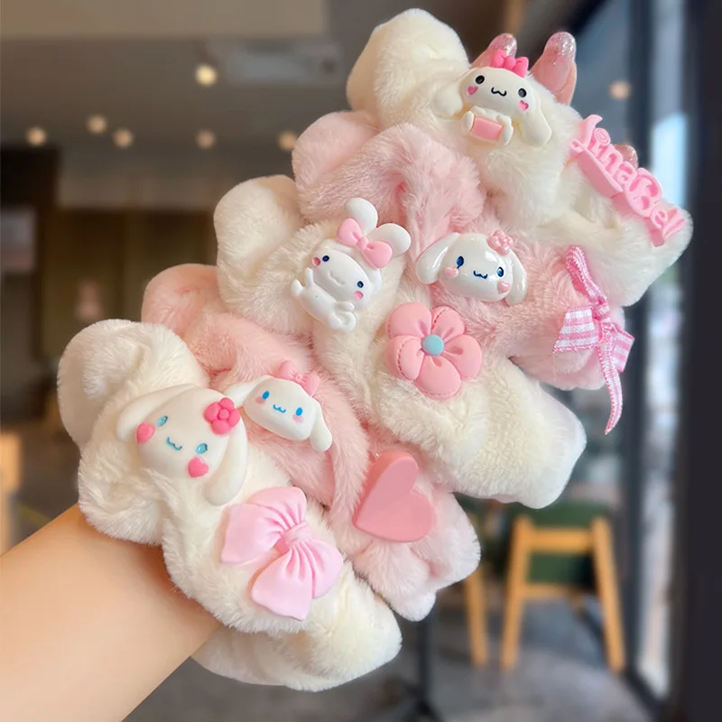 

Sanrio Cinnamoroll Kawaii Headrope Japanese Plush Large Intestine Hair Loop Cute Cartoon Hair Rope Hair Accessories Leather Band