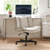 Criss Cross Chair with Wheels, Armless Cross Legged Office Chair, Comfy PU-Leather Desk Chair, Modern Swivel Height Adjus 1