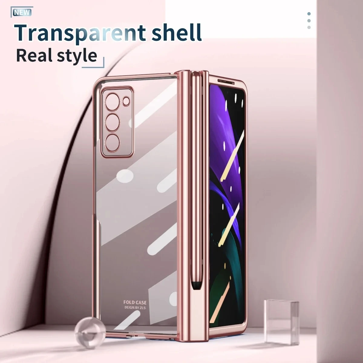 For Samsung ZFold5 4 Transparent electroplated ZFold3 2 Hinge with spen pen shell film full cover protective cover