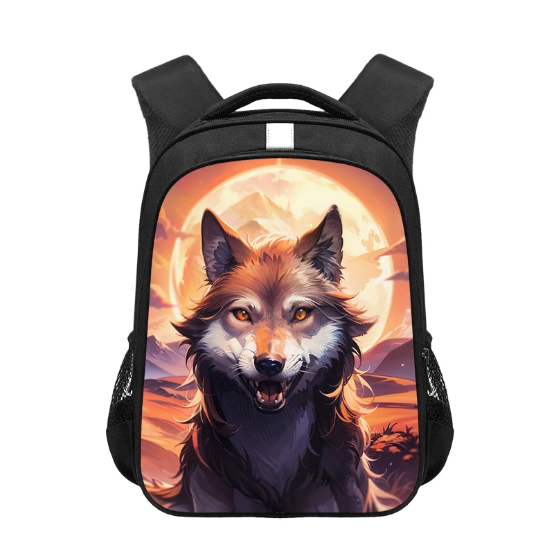 Colorful Tiger Print Backpacks Howling Wolf Under The Moonlight Rucksack Women Men Outdoor Daypack Teenager School Bags Gift