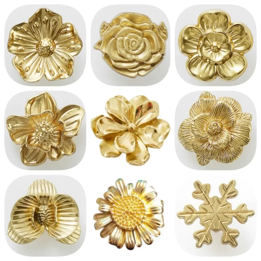 Solid Brass Flower Botões e Alças para Gavetas Vários Estilos Alças de Móveis Cômoda Gaveta da Cozinha Pcs