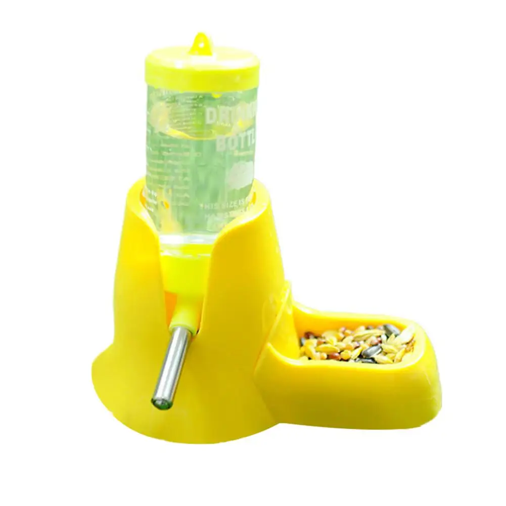Automatic Small Animal Water Bottle Leak-Proof With Food Bowl - Hamster Guinea Pig Rat Drinking Water Dispenser