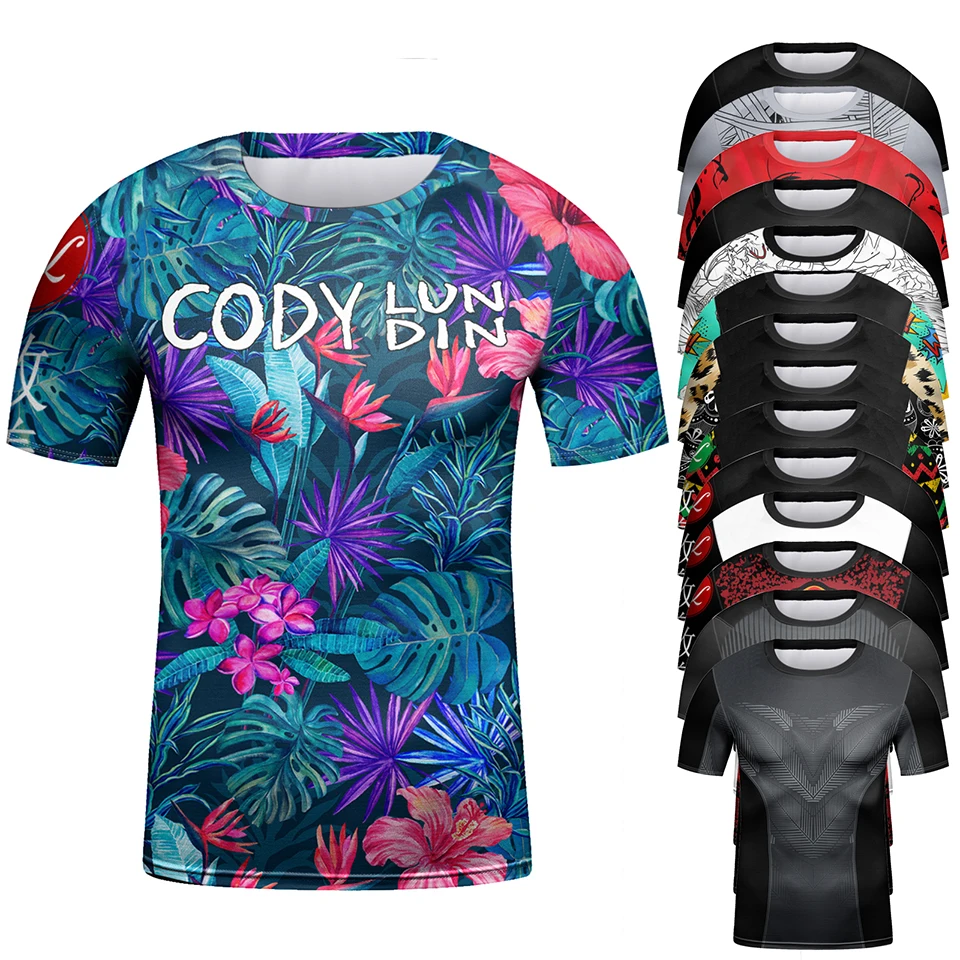 Sports Apparel Kid Jiu Jitsu T-shirt MMA Boxing Rashguard For Children Bjj Gi Kickboxing Jerseys