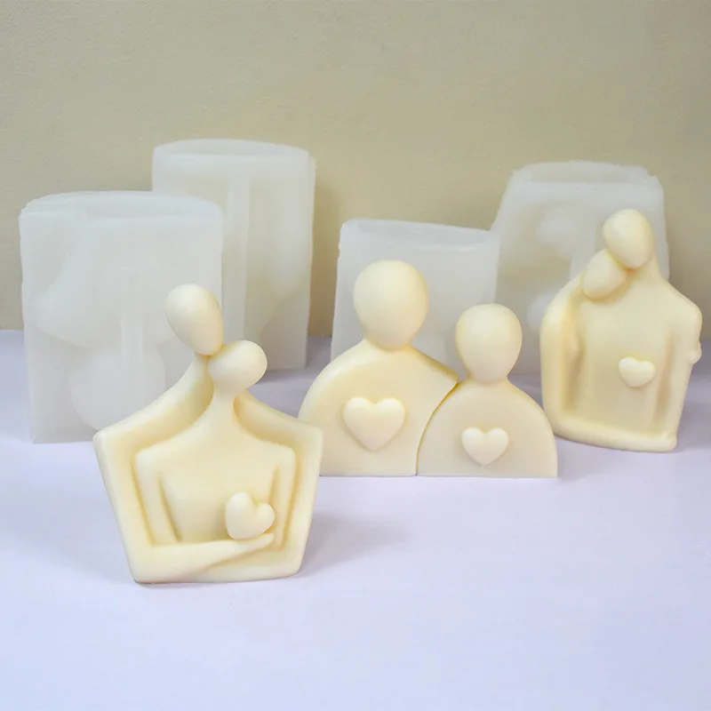 Heart Couple Portrait Scented Candle Silicone Mould Simple Human Bust Soap Chocolate Mold Art Plaster Decor Valentine's Day Gift