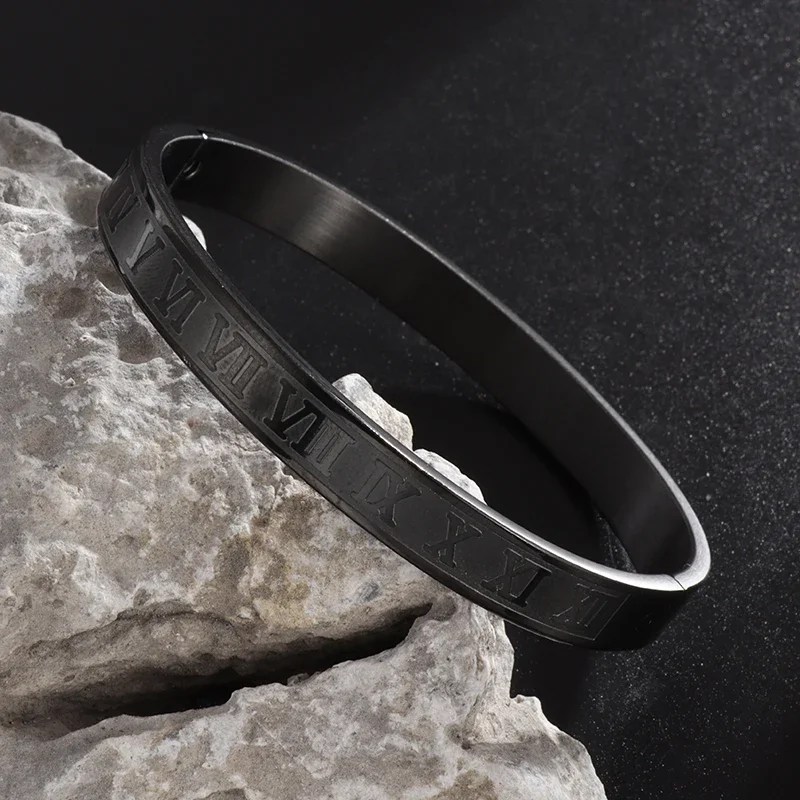 Stainless Steel Royal Roman Numeral Bracelet Men Women Jewelry Gifts