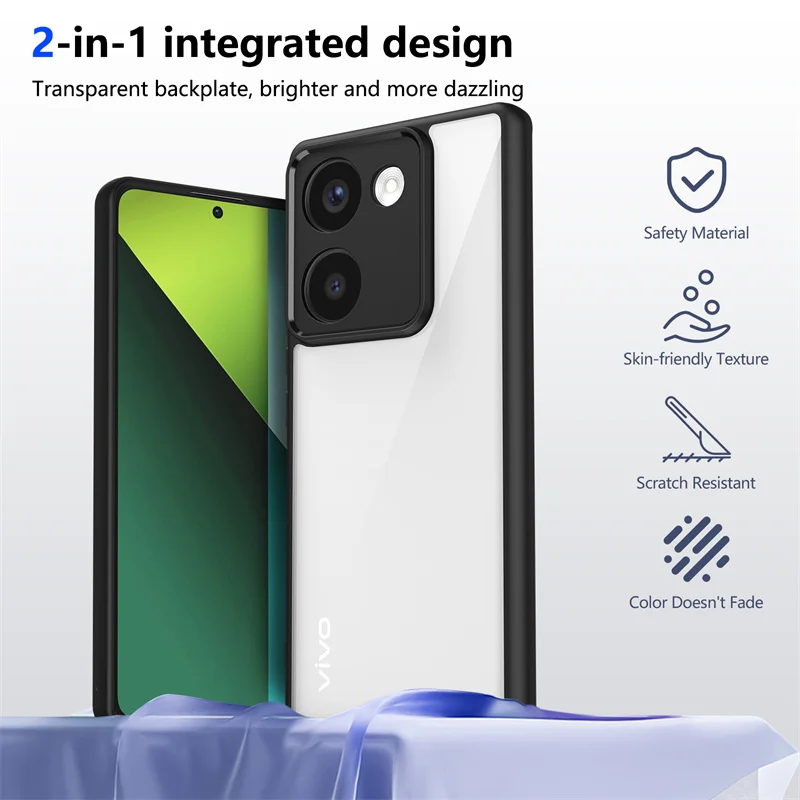 Luxury Shockproof Clear Phone Case with Silicone Bumper and Hard PC Cover