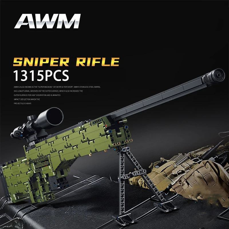 Moc 95 Automatic Rifles Barrett AWM 98K Sniper Rifle Desert Eagle Pistol Building Blocks Toys for Birthday Gifts for Friends