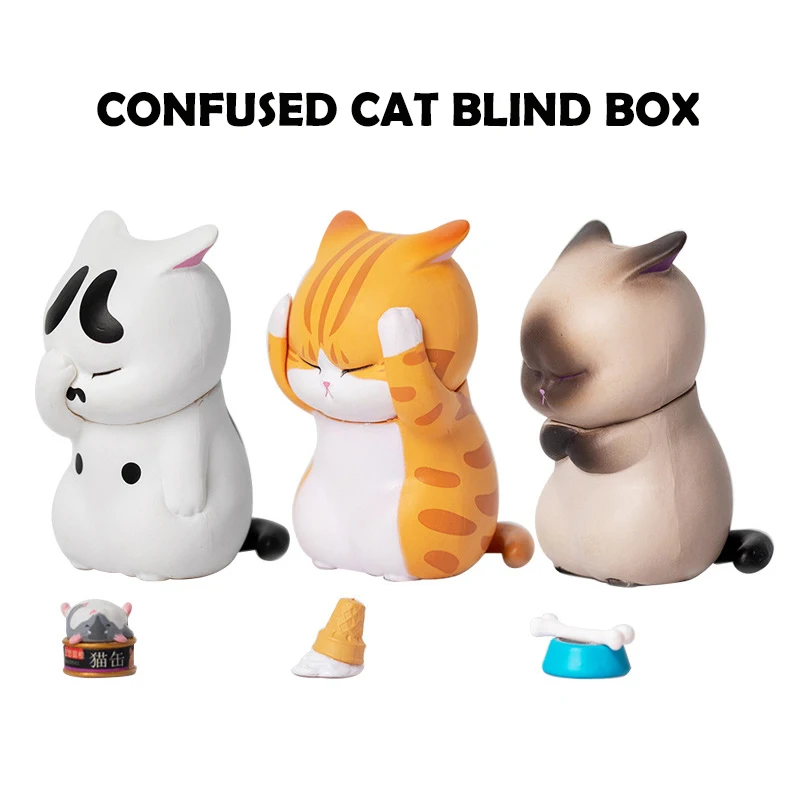 1/3Pcs Fun Mini Cat Mystery Box Cute Anger and distress expression cat