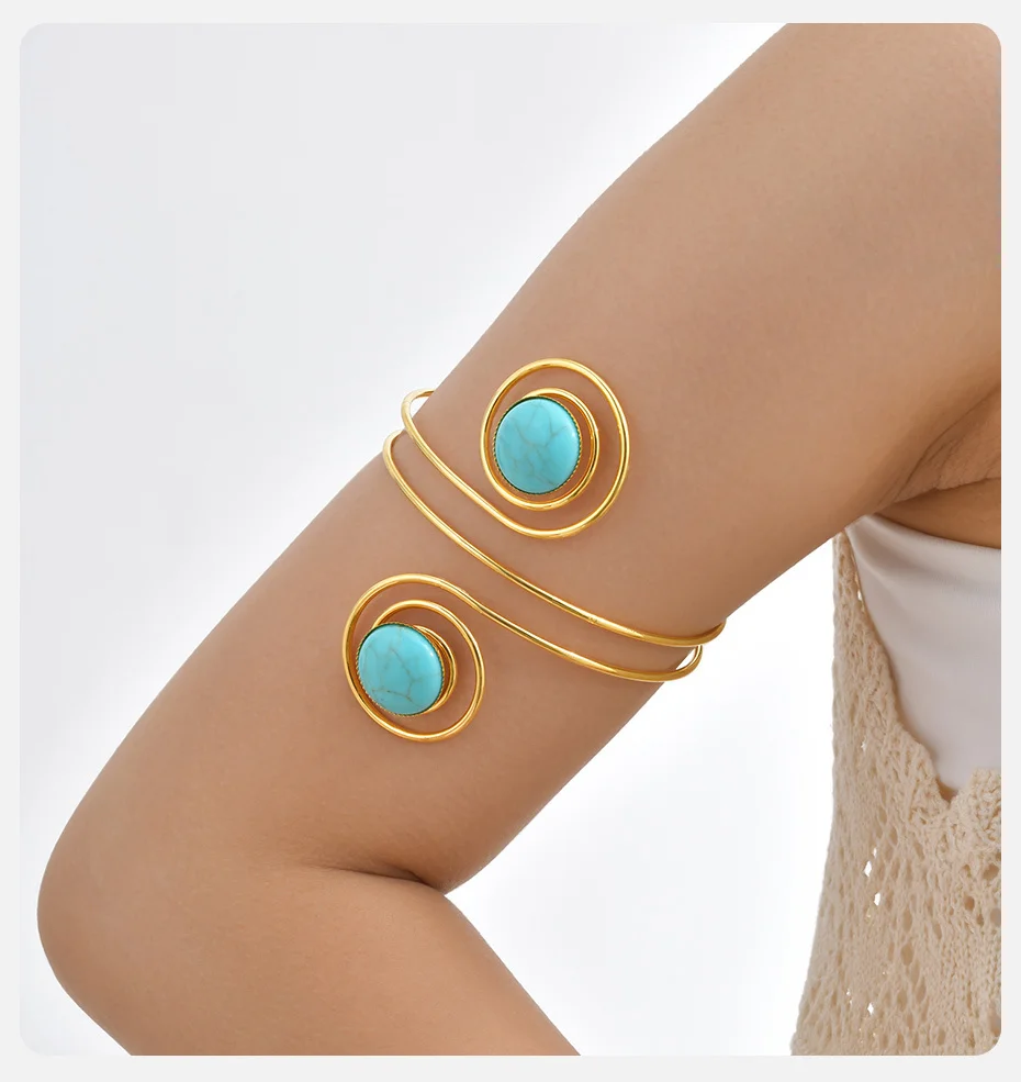 Vnox Übertriebener offener Armreif für Damen, schwerer, dünner, dicker Manschettenarmreif, Bohemian-Schmuck für Tanzpartys – Detail 5