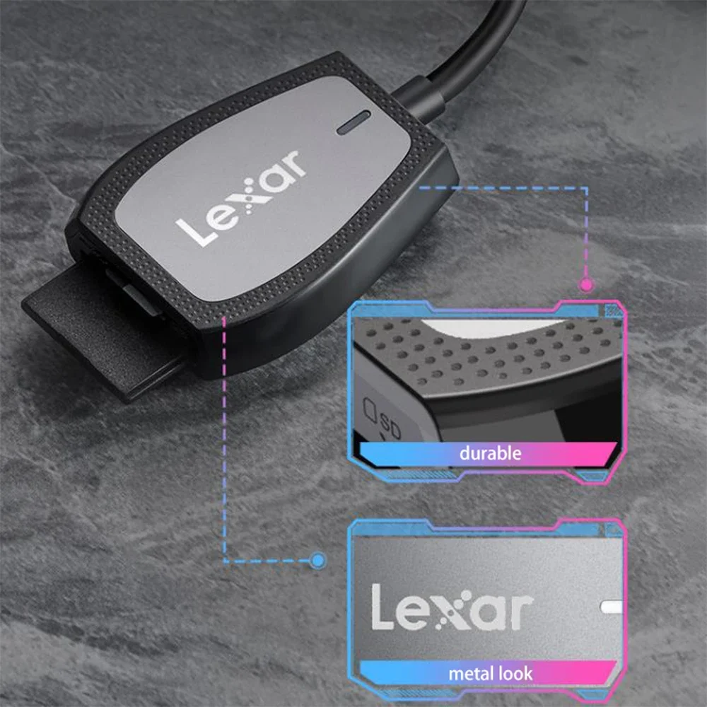 렉사 RW470 프로페셔널 듀얼 슬롯 SD 카드 리더 USB 3.2 타입 C UHS II 312MB/s 고속 메모리 카드 리더 (마이크로SD 카드용)
