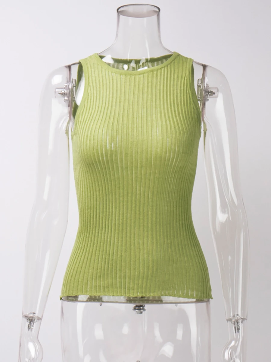 Summer Knit Hollow Out Tank Top Sleeveless For Women Slim Knitwear Pullover Women's Y2k Top Vest Slim Sexy Female Tank Top