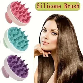 Massaggiatore e spazzola per shampoo e massaggiatore per cuoio capelluto in silicone 2 in 1 - Stimolatore indolore per la crescita dei capelli per doccia, strumento spa per la testa delicata