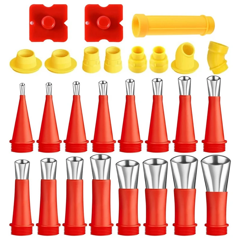 16 PCS Caulking Nozzle Silver Stainless Steel Caulk Nozzle Applicators With 9 Connection Bases