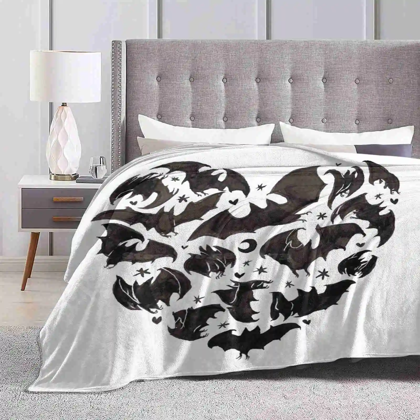 Bat Heart Ultime Super Soft Warm Light Thin Blanket Pipistrelli Animali Mazze Ali Alate Volanti Emo Gothic Moon Stars Night Heart