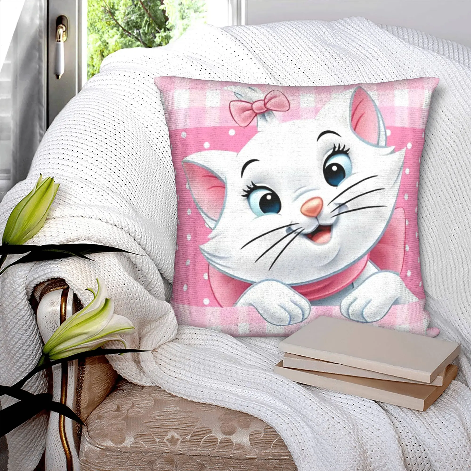 Aristocats Marie Cat Kissenbezug, Polyester-Kissenbezug, Dekor, Dekokissenbezug, Heimquadrat, 40 x 40 cm – Detail 2