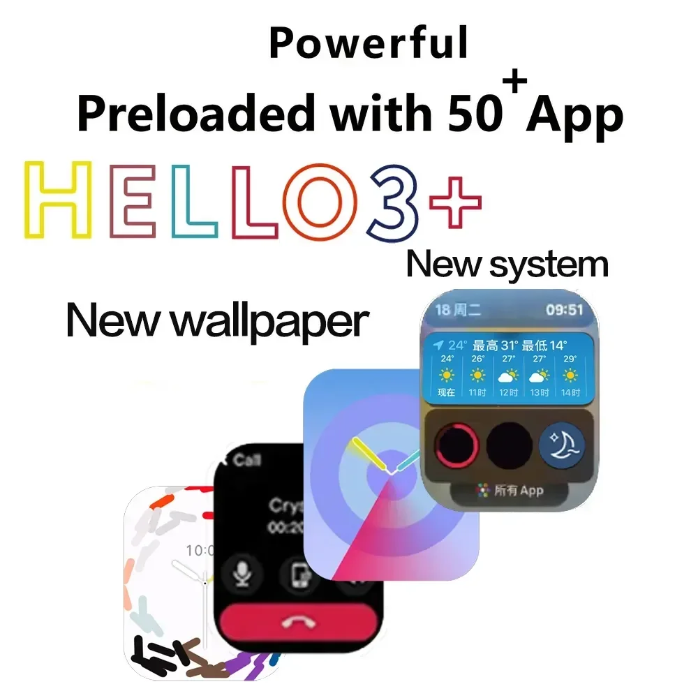 Hello Watch  Ʈ Ʈ ġ ø 9 Ƹ ũ, 4GB ROM,   NFC, 173  , å Ʈġ 2023