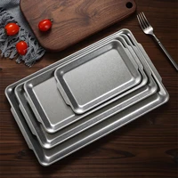 Retro Korean Style Stainless Steel Rectangular Plate Steak Barbecue Snack Storage Tray Kitchen Accessories 1