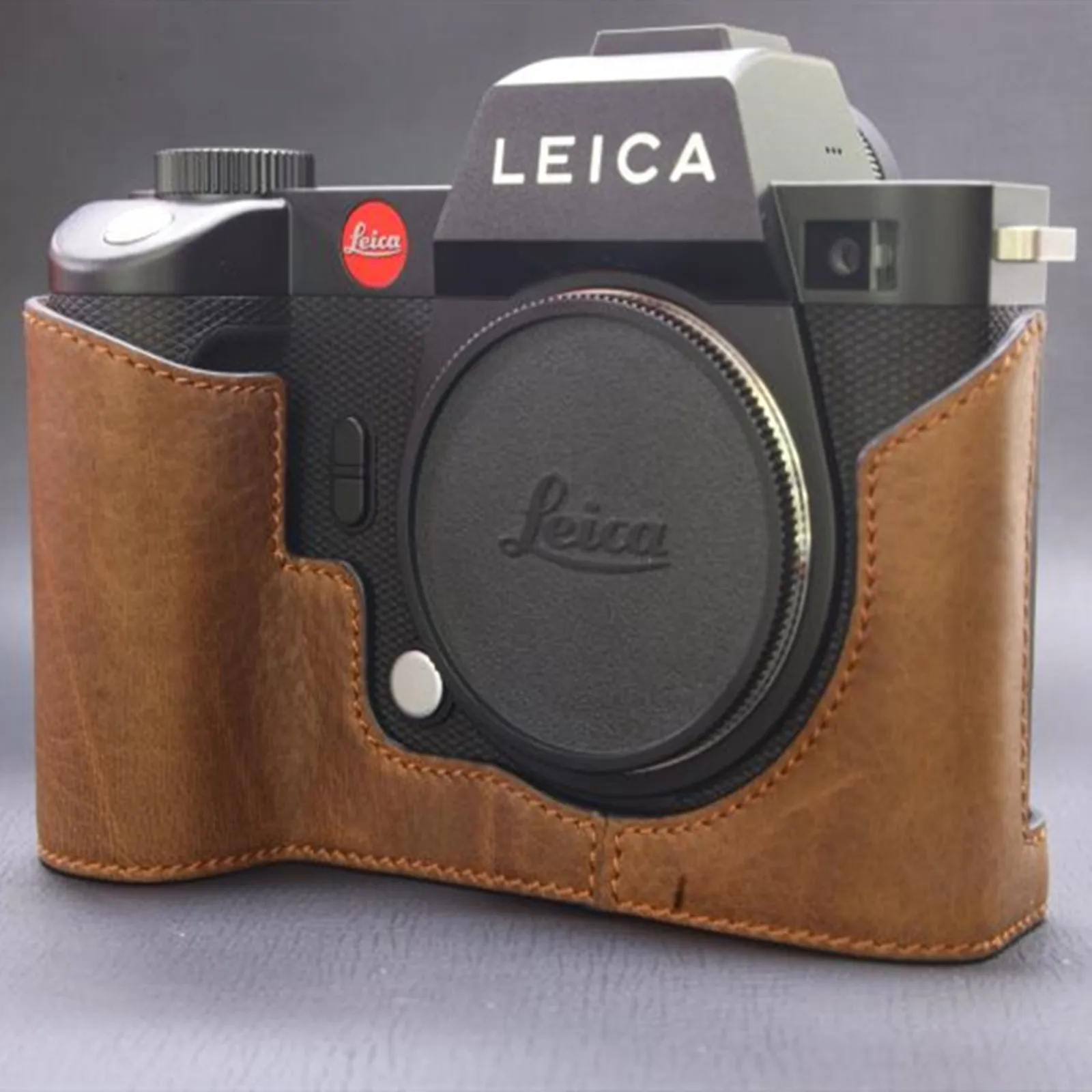 Custodia Per Fotocamera In Vera Pelle Fatta A Mano Mezzo Corpo Per Leica Sl2 Sl2-S Copertura Inferiore
