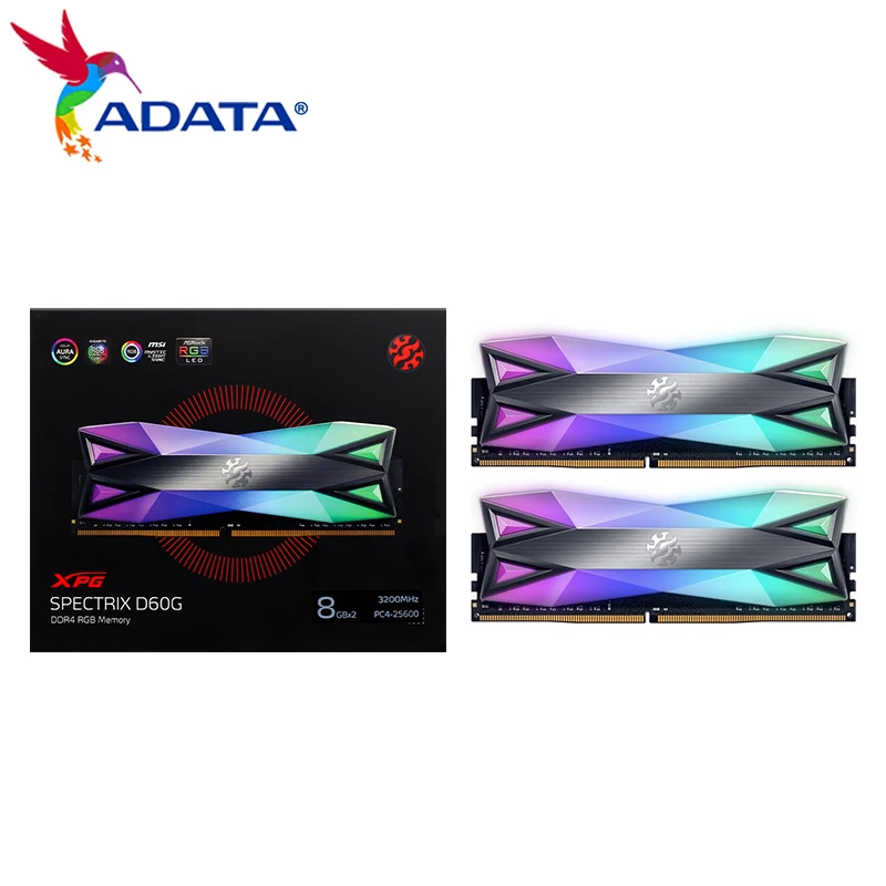 Память ADATA XPG D60G RGB для настольного ПК, модуль оперативной памяти 8GBx2 16GBx2 3200 МГц 8GBx2 16GBx2 3600 МГц DDR4, ОЗУ для настольного компьютера