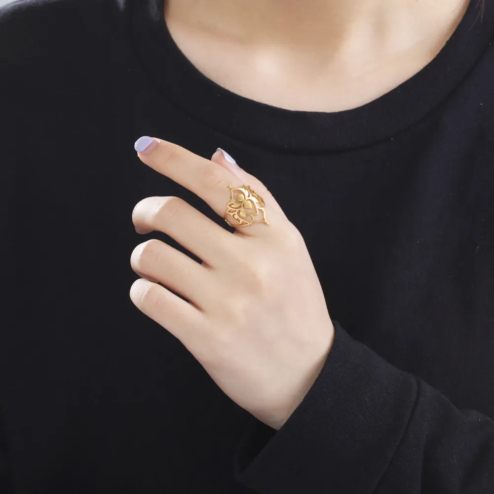 Flower Of Life Ring Adjustable Stainless Steel Sacred Geometry_voghion.com