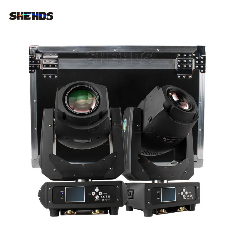 SHEHDS Flight Case With 200W Spot Beam LED Moving Head 6/18 Channel DJ Disco Party Nightclub Dance Wedding  Stage Lighting