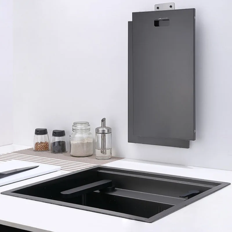 Nanometer Black Double Cover hidden kitchen Sink 304 Stainless Steel Handmade Brushed Single kitchen Sink 2