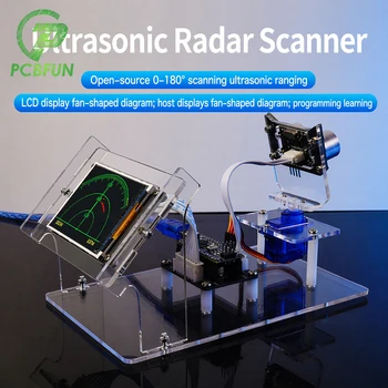 Kit Scanner Radar a Ultrasuoni HU-091A Fai-da-te con Servo Scan, Display LCD Dinamico per PC Windows, Grafico per Progetti Educativi STEM e Maker