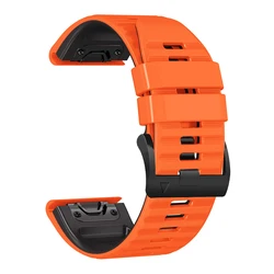 Silicone Quick Release Easyfit Watchband - 26/22mm Adjustable Wrist Strap - QuickFit 26mm (Orange black)