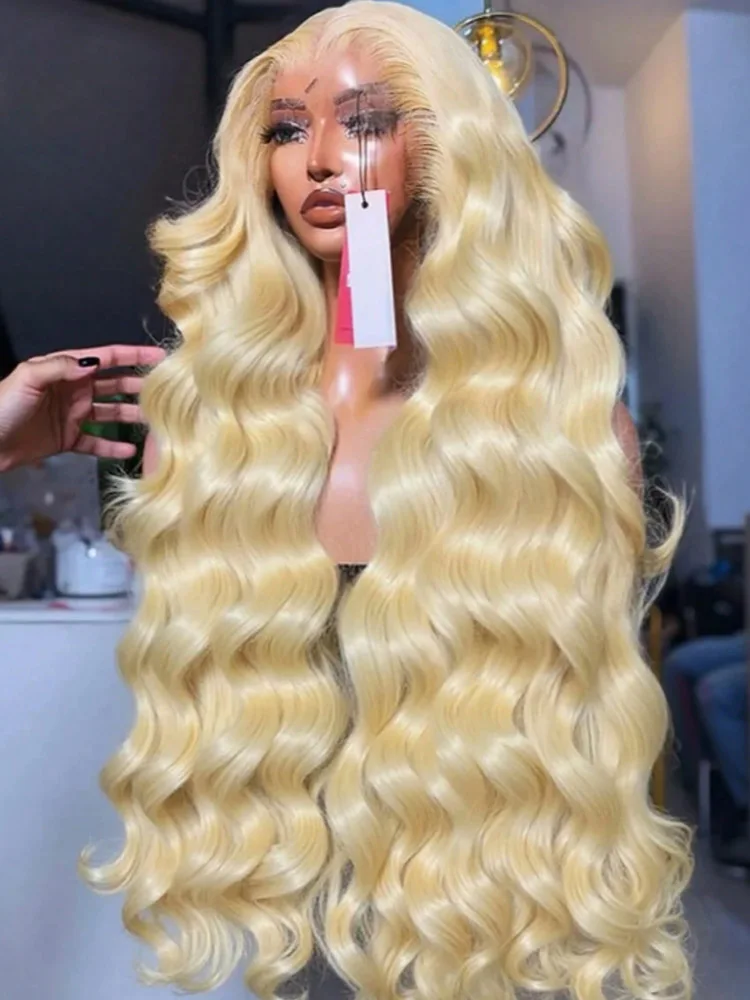 613 13x4 Body Wave Lace Front Wig Human Hair Blonde Wig Human Hair Blonde Body Wave Lace Front Wig Human Hair Pre Plucked 32Inch