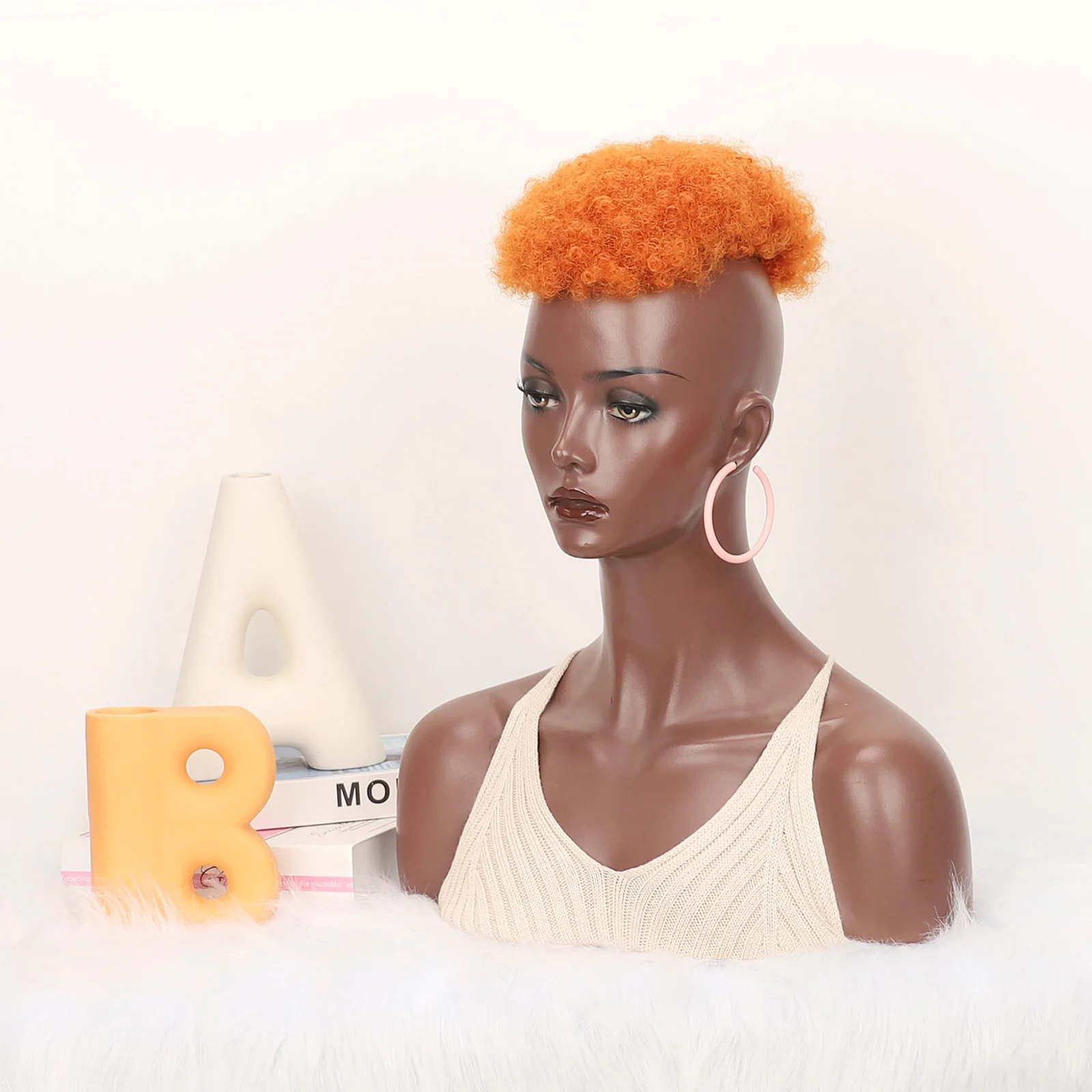 Jeedou Parrucchino sintetico Capelli corti ricci Clip su capelli Topper - immagine 4