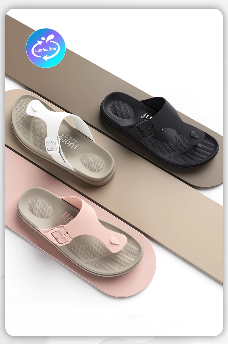 LUOFU Women's New Cool Slippers Summer Simple and Versatile, Anti slip, Non grinding Foot Clip Toe, Outgoing Cool Slippers