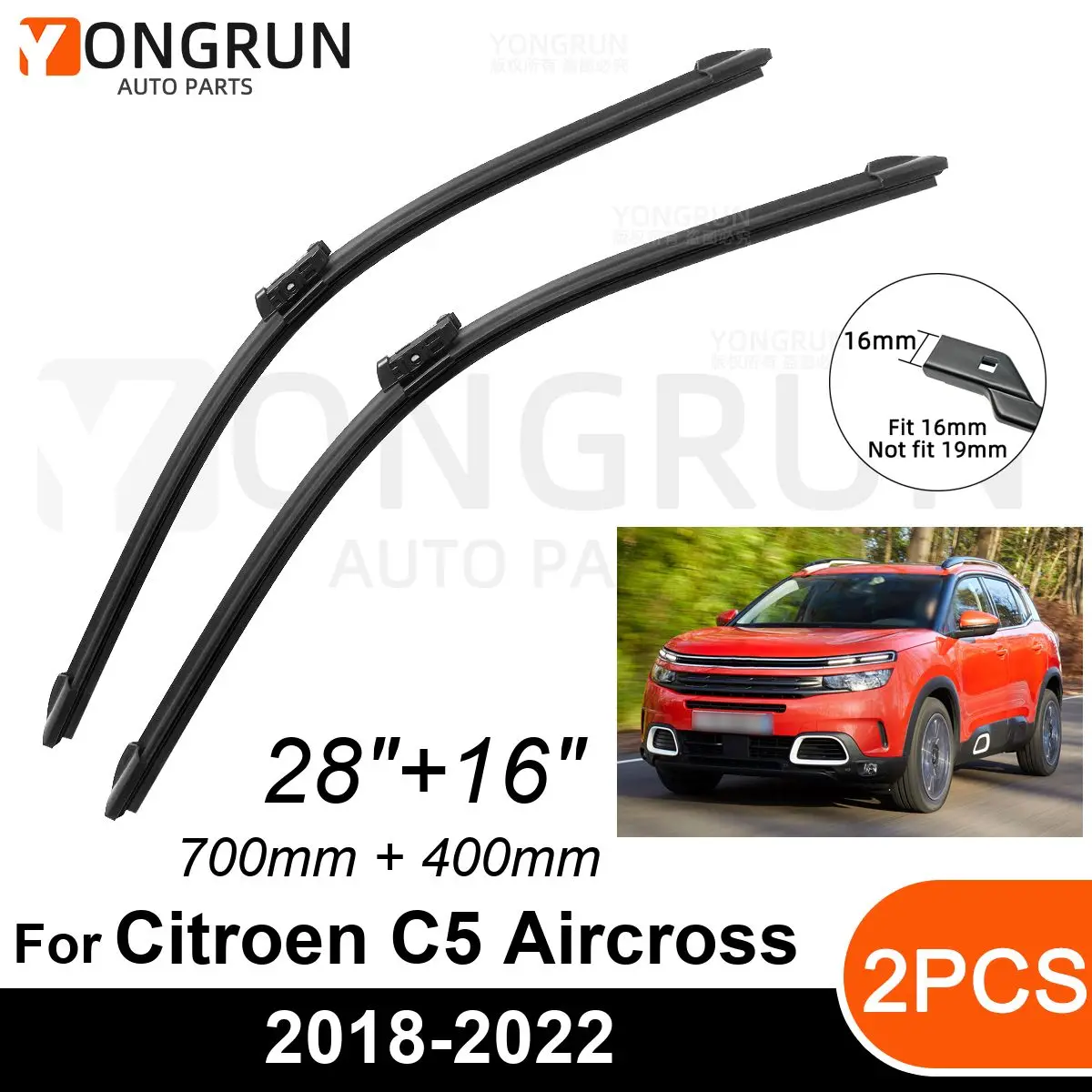 

Стеклоочистители передние Автомобильные для Citroen C5 Aircross 2018-2022, резиновые щетки стеклоочистителя 28 + 16 дюймов, аксессуары для лобового стекла автомобиля