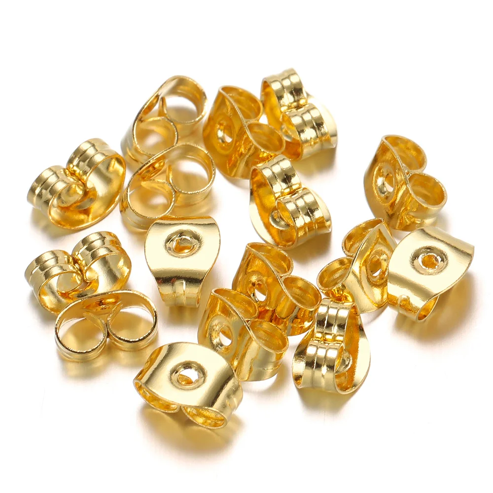 100 teile/los Hohe Qualität Edelstahl Gold Überzogene Ohrring Zurück Stecker Ohrring Einstellungen Basis Ohr Studs Zurück Stopper Großhandel – Detail 2