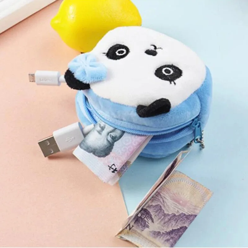 Soft Plush Cartoon Animal Cute Coin Purse Mini Zipper Kids Girl Wallet Gifts Women Earphone Lipstick Money Card Bag Pouch Purse