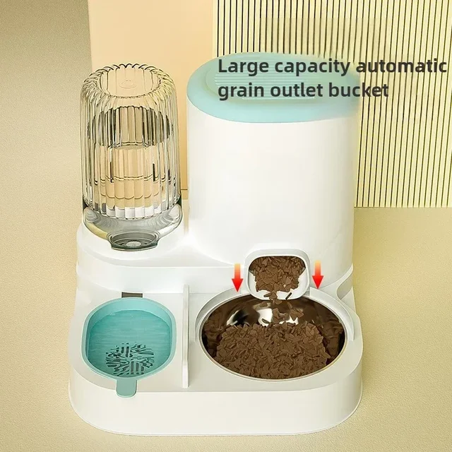 Automatic Cat Feeder and Water Dispenser Non-Electric Easy-Clean Large Capacity Pet Feeding Station for Cats and Small Dogs 2