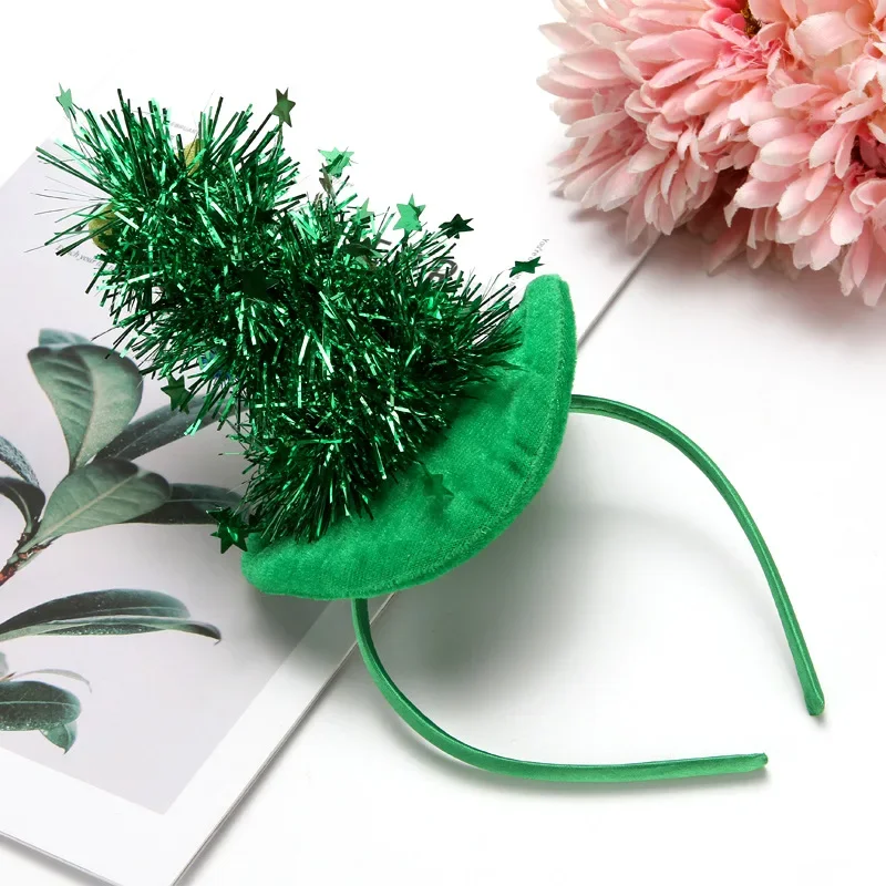 Women Child LED Flashing Headband Light Up Hair Band Tree Holiday Party Accessory Gift Red Green Decoration Wedding Festival