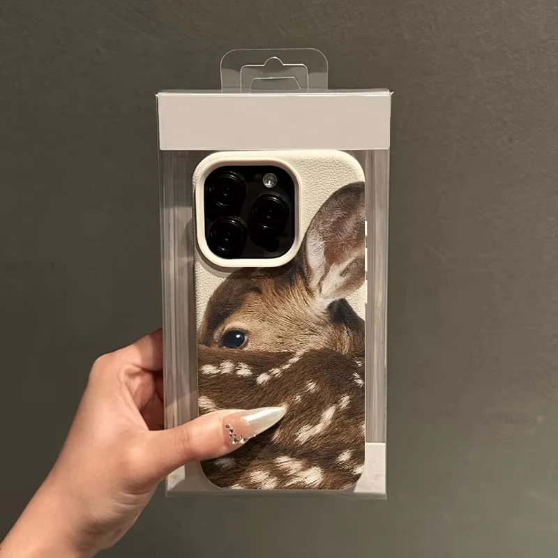 Close-Up Sika Deer Illustration Pattern TPU Case for iPhone 17 Pro Max 16 15 14 13 12 11 XS XR X 7 8 Plus Stylish TPU Soft Cover 3