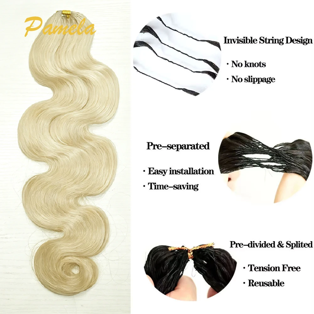 613 Blonde Feather Crochet Human Hair Bundles Body Wave Knotless Pre-Separated Crochet Hair Extensions Twist Braiding Hair 3