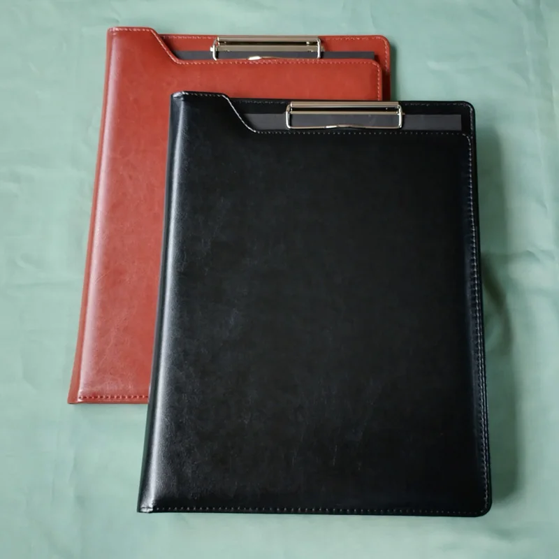 Fashion PU Leather Portable A4 Padfolio Portfolio Presentation File Folder Business Contracts Conference Folder Black Brown