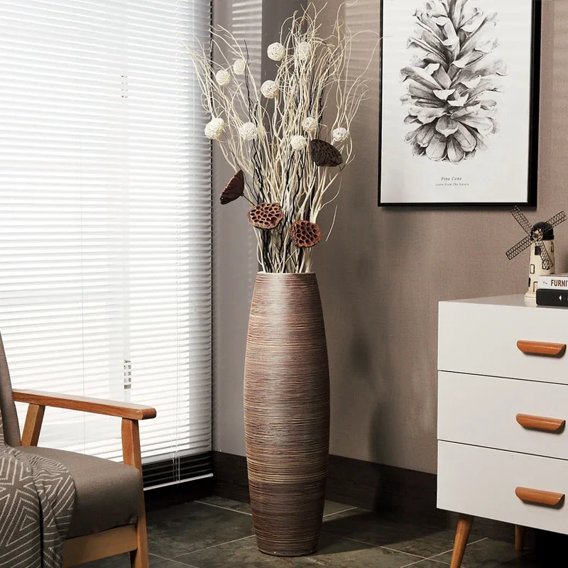 Nordic Design Floor Vase Hydroponic Flower Pot Arrangement Flower Large Vase Creative Living Room Home Decoration Floreros FYVS 2