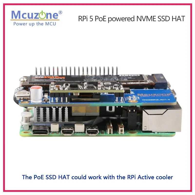 MPS2280-PoE,  Pi5 PoE  NVME SSD HAT, PCIE M.2 NVME 2280 SSD,  2242,2230, POE  5v4.5A