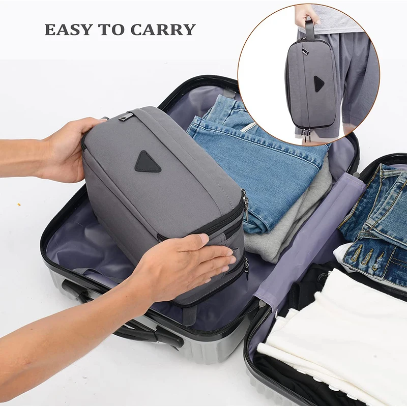 New Mens Travel Toiletry Wash Bag Big Capacity Oxford Cloth Cosmetic Makeup Organizer Shaving Dopp Kits with Double Compartments 2