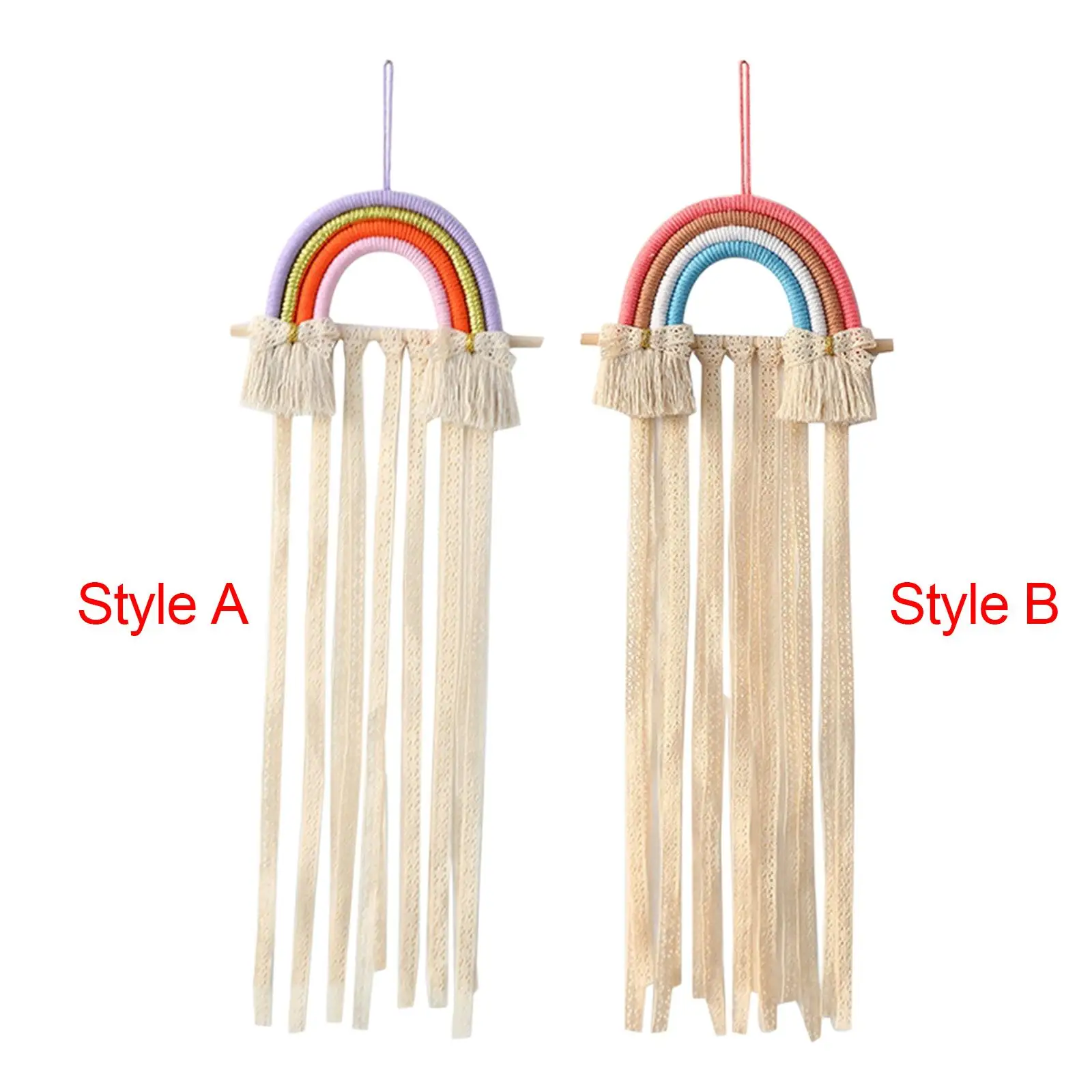 

Hair Bow Holder for Girls Macrame Tapestry Decorative Tassel Toddler Hair Accessories Display Rack for Nursery Boho Wall Decor