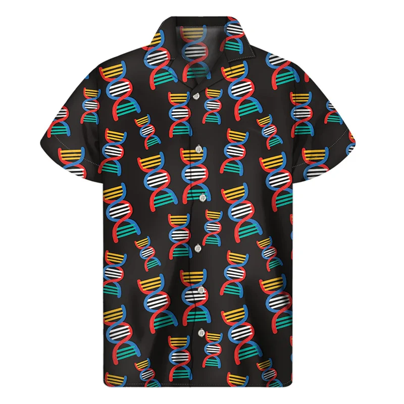 thumbnail image 1 of Camisas hawaianas con hélice de ADN impresas en 3D creativas para hombre, camisetas de moda de verano de manga corta con personalidad, camisa de playa, blusa con solapa, 1 of 4