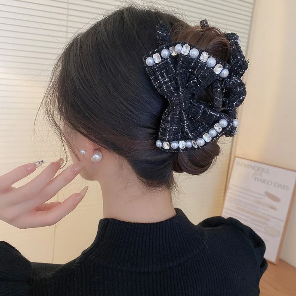 

Большая шпилька для волос с искусственным жемчугом, заколка для волос с бантом и жемчугом в виде акулы, аксессуары для волос, заколки для волос с бантом и жемчугом