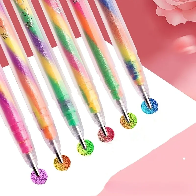 Shiny Gel Pen 6 colors Thin Tip Rainbow Gradient Suitable For Highlighting On Color Pencils And Markers