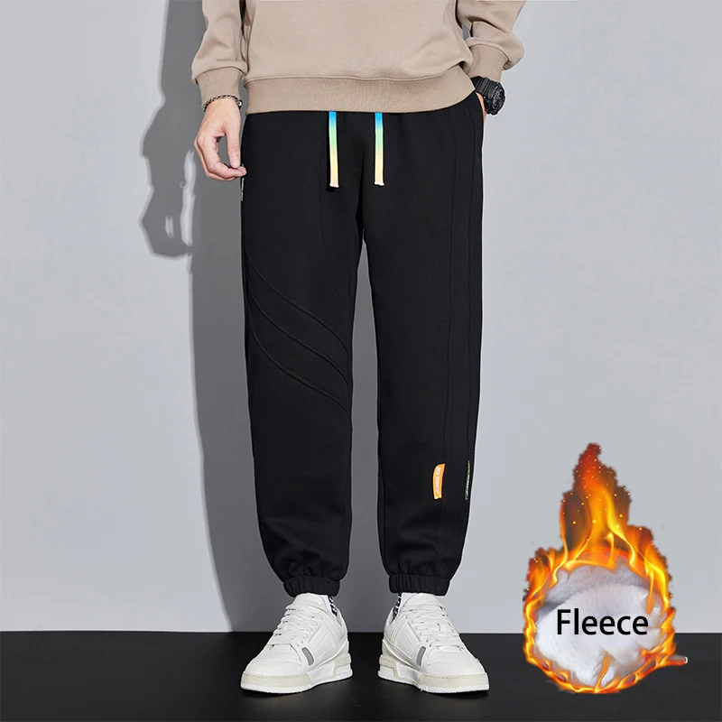 

Men's Fleece Loose Side-embellished Trousers Outdoor Sports Windproof Legging Slacks Winter Men's Skin-friendly Stretch Pants