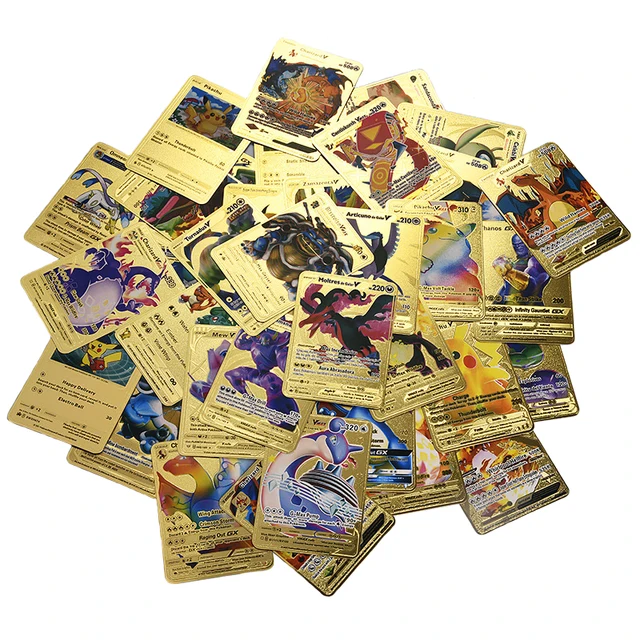 Espanhol pokemon cartões de coleção, qualidade papel de ouro preto,  plástico plastificado, brilhante e resistente, vmax tipos, v, gx, basico