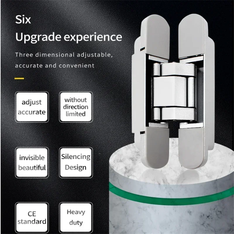 1PCS Interior Wood Door Hidden Hinge 180 Degree 3D Adjustable Zinc Alloy Invisible Hinge stainless steel hinges door hinges